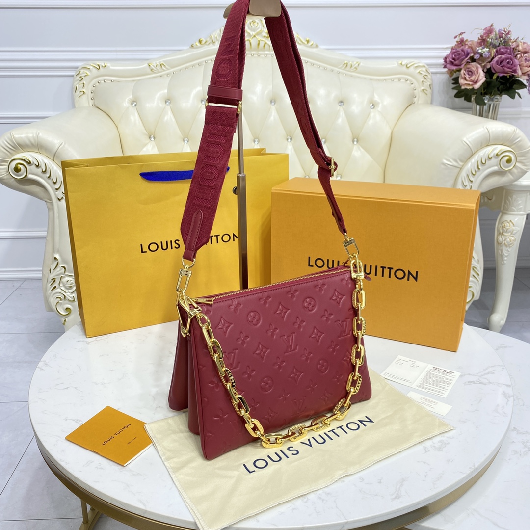 Louis Vuitton COUSSIN PM Handbag Monogram Embossed M59275 Wine